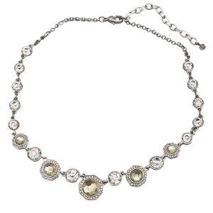 Napier Faceted Crystal Rhinestone Round Link Necklace Silver Tone 16 to 19